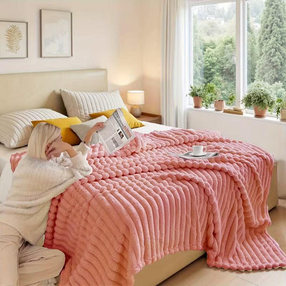 UFIST Cozy Solid-Color Flannel Blanket, Ultra-Soft Imitation Rabbit Fur Throw, Warm Multipurpose Companion for Office Bed Camping Travel Naps, All-Season Gift Blanket